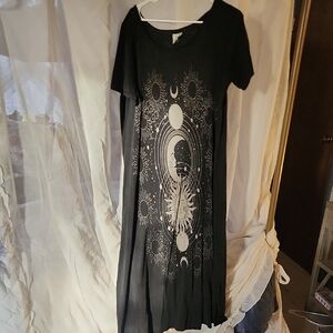 Black Graphic Maxi Dress Jaded Gypsy O/S